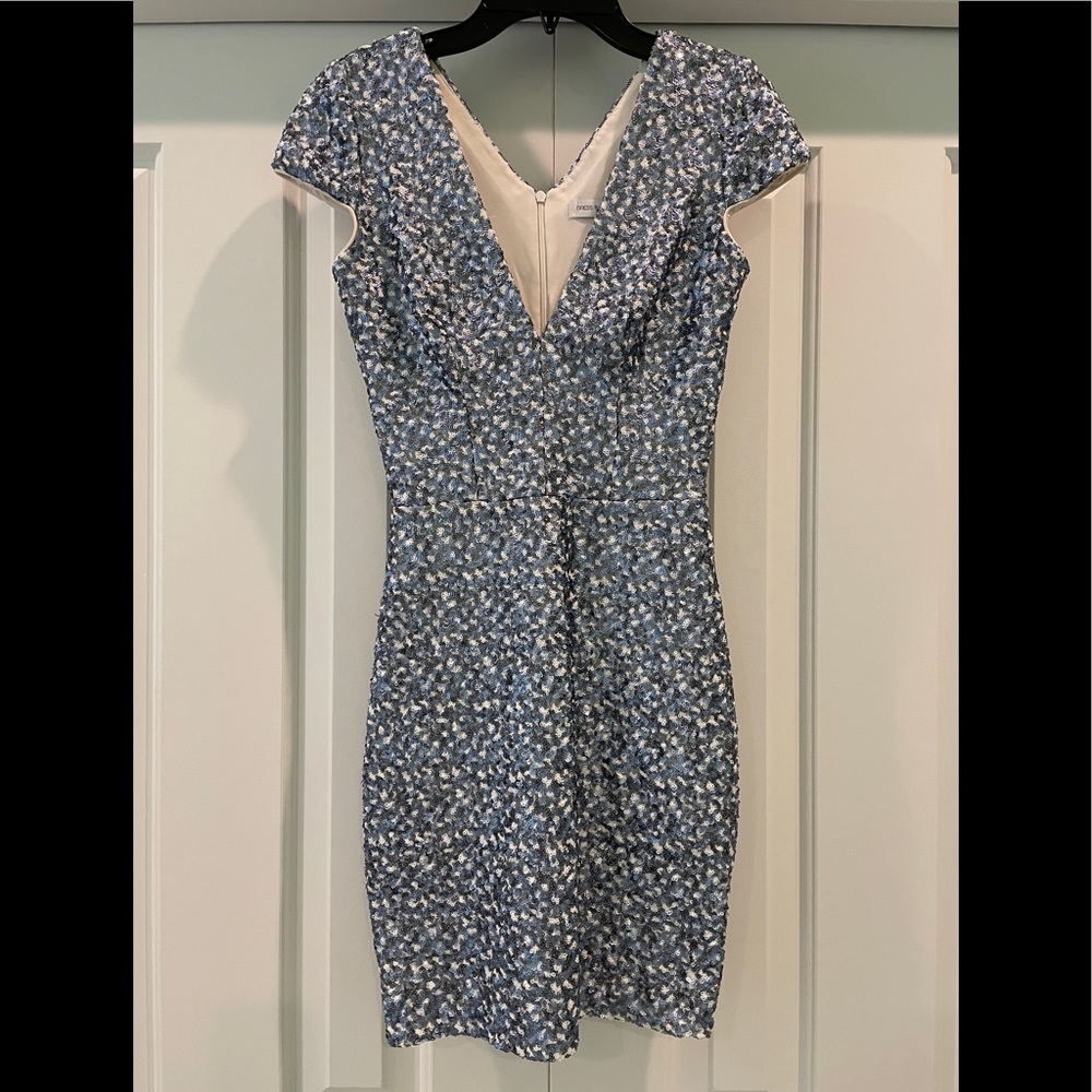 Short mini sequin homecoming dress with V-neck